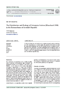 The Distribution and Ecology of Liriomyza Sativae (Blanchard 1938) in the Entomofauna of Artsakh Republic