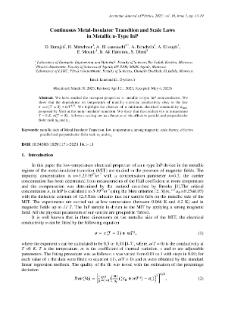 Continuous Metal-Insulator Transition and Scale Lawsin Metallic n-Type InP