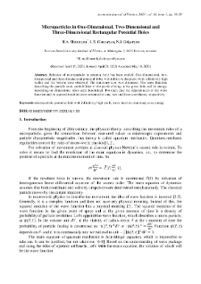 Microparticles in One-Dimensional, Two-Dimensional and Three-Dimensional Rectangular Potential Holes