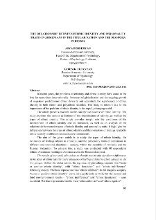 The Relationship Between Ethnic Identity and Personality Traits in Armenians in the Titular Nation and the Diaspora in Russia