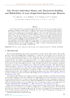 The Precise Individual Masses and Theoretical Stability and Habitability of some Single-lined Spectroscopic Binaries