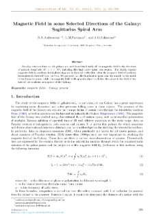 Magnetic Field in some Selected Directions of the Galaxy: Sagittarius Spiral Arm