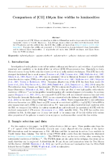 Comparison of [CII] 158μm line widths to luminosities