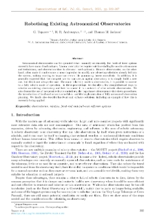 Robotising Existing Astronomical Observatories