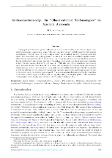 Archaeoastronomy. On “Observational Technologies” in Ancient Armenia