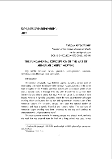 The Fundamental Conception of the Art of Armenian Carpet Weaving