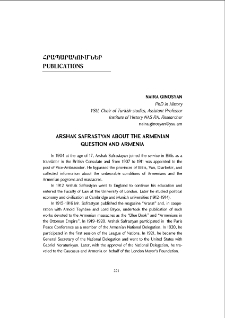 Arshak Safrastyan about Armenian Question and Armenia