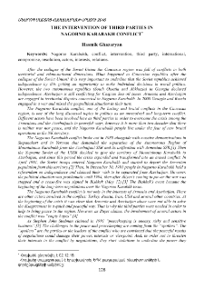 The intervention of third parties in Nagorno-Karabakh conflict