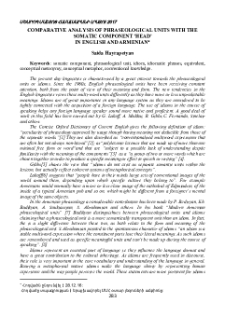Comparative analysis of phraseological units with the somatic component 'Head' in English and in Armenian
