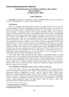 The Highlights of Turkey -Georgia Relations Development in the early 1990s