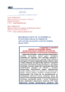 Reformulation Of An Empirical Investment Rule In Terms Of Advanced Analitics And Its Model Selection