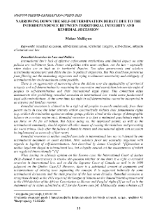 Narrowing Down the Self-Determination Debate Due to the Interdependence betweenTerritorial Integrity and Remedial Secession