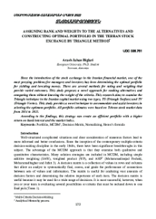Assigning rank and weights to the alternatives and constructing optimal portfolio in theTehran stock exchange by triangle method