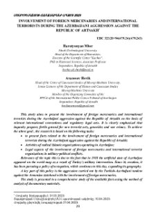 Involvement of Foreign Mercenaries and International Terrorists during the Azerbaijani Aggression against the Republic of Artsakh