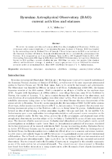 Byurakan Astrophysical Observatory (BAO):current activities and statuses