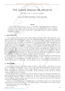 Prof. Lyudwik Mirzoyan’s life and activity