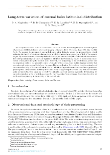 Long-term variation of coronal holes latitudinal distribution