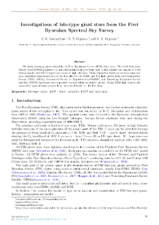 Investigations of late-type giant stars from the First Byurakan Spectral Sky Survey