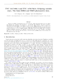 TYC 1417-891-1 and TYC 1478-742-1: Eclipsing variable stars. The Gaia EDR3 and TESS photometric data
