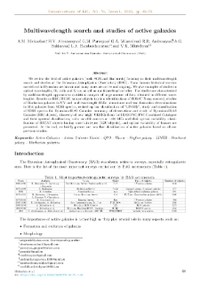 Multiwavelength search and studies of active galaxies