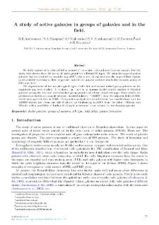A study of active galaxies in groups of galaxies and in thefield