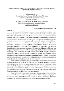 Digital Linguistics as a new Direction in Language Study: Development Prospects
