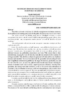 Secondary Resource Management Issues in Republic of Armenia