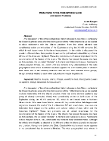 Migrations In The Armenian Highland