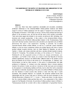 The Question Of The Supply Of Weapons And Ammunition To The Republic Of Armenia In 1918-1920
