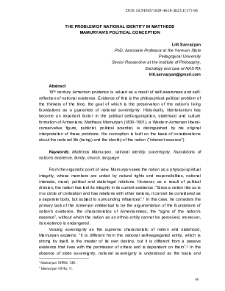 The Problem Of National Identity In Mattheos Mamuryan's Political Conception