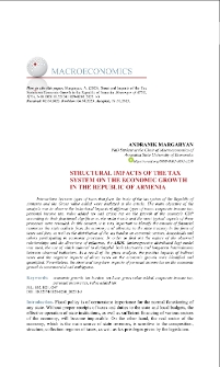 Structural Impacts of the Tax System on Economic Growth in the Republic of Armenia