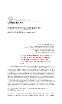 Tourism Development Trends in the Republic of Armenia After COVID-19 Pandemic and in the Context of Russian-Ukrainian War