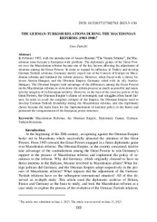 The German-Turkish relations during the Macedonian reforms (1903-1908)