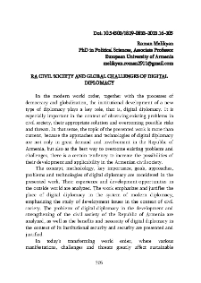 RA civil society and global challenges of digital diplomacy