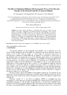 The Effect of Modulated Millimeter Electromagnetic Waves of Non-Thermal Intensity on the Physical Properties of Aqueous Solutions