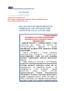 Declaration Of Independence OfAzerbaijan And Artsakh In The Context Of Legal Acts Of Ussr