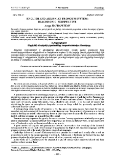 English and Armenian Pronoun System: Diachronic Perspective