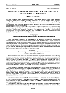 Cooperative Learning as Guidance for Implementing a Learner-Oriented Teaching