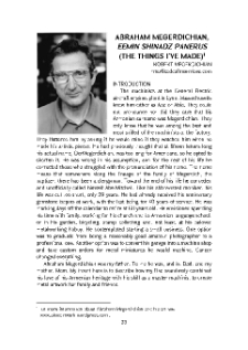 Abraham Megerdichian, Eemin shinadz panerus (The Things I’ve Made)