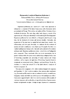 Pharmaceutical analysis of Hypericum Perforatum L.