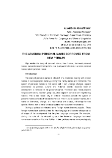 The Armenian Personal Names Borrowed from New Persian