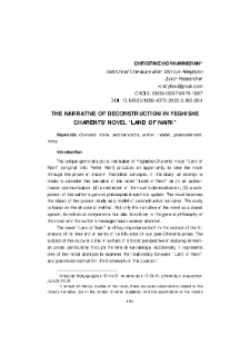 The Narrative of Deconstruction In Yeghishe Charents Novel «Land of Nairi»