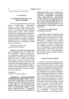 О семействе Boraginaceae флоры Армении