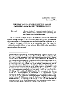 Forms of Marriage and Mourning among Caucasian Albanians in the Middle Ages