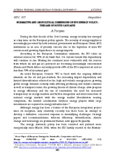 Normative and Geopolitical Dimentions of EU’s Energy Policy: Thecase of South Caucasus