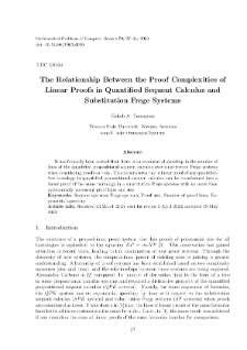 The Relationship Between the Proof Complexities of Linear Proofs in Quantified Sequent Calculus and Substitution Frege Systems