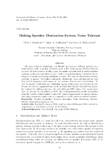 Making Speaker Diarization System Noise Tolerant