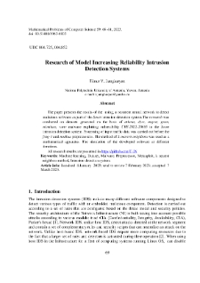 Research of Model Increasing Reliability Intrusion Detection Systems