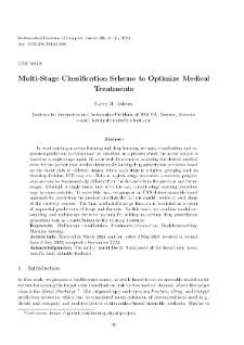Multi-Stage Classification Scheme to Optimize Medical Treatments