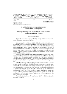 Duality of Energy and Probability in Finite-Volume Models of Statistical Physics